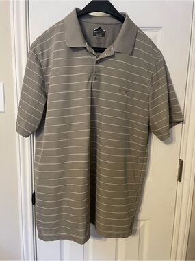 Greg Norman Collection Gray Striped Polo